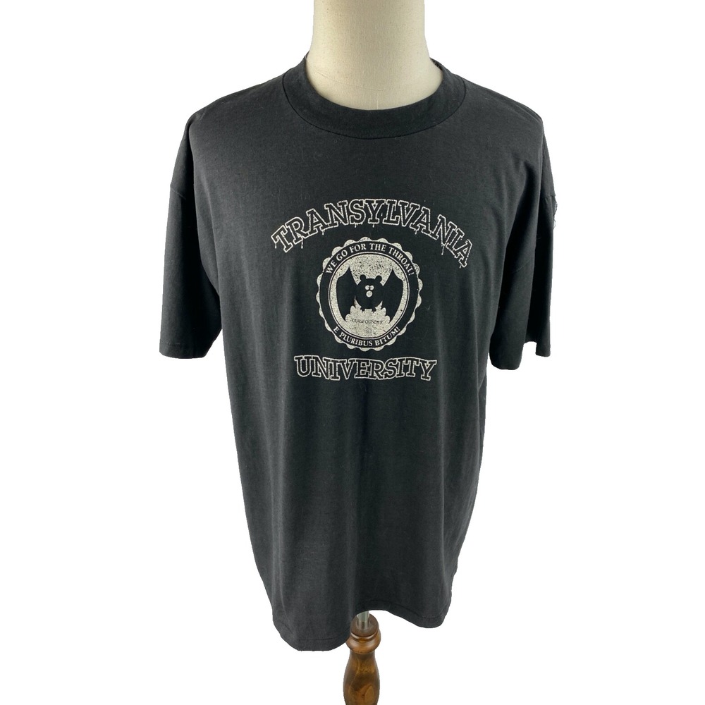 Vintage 80s Hallmark‎ Halloween T Shirt Transylvania University Single Stitch XL